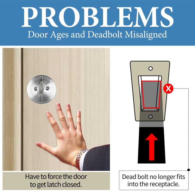 MOSECYOU Deadbolt Restorer Strike Plate Large Version 2-3/4"" x 1-1/8"", Screw Holes Spaced 2-1/8"", Fix Latch Misalignment/Sticking/Jamming, Narrow Side and Large Hole - Image 2